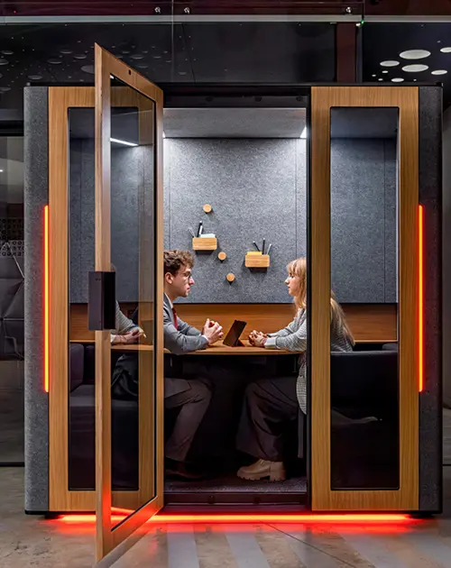 Business meeting inside the WorkBooth Two